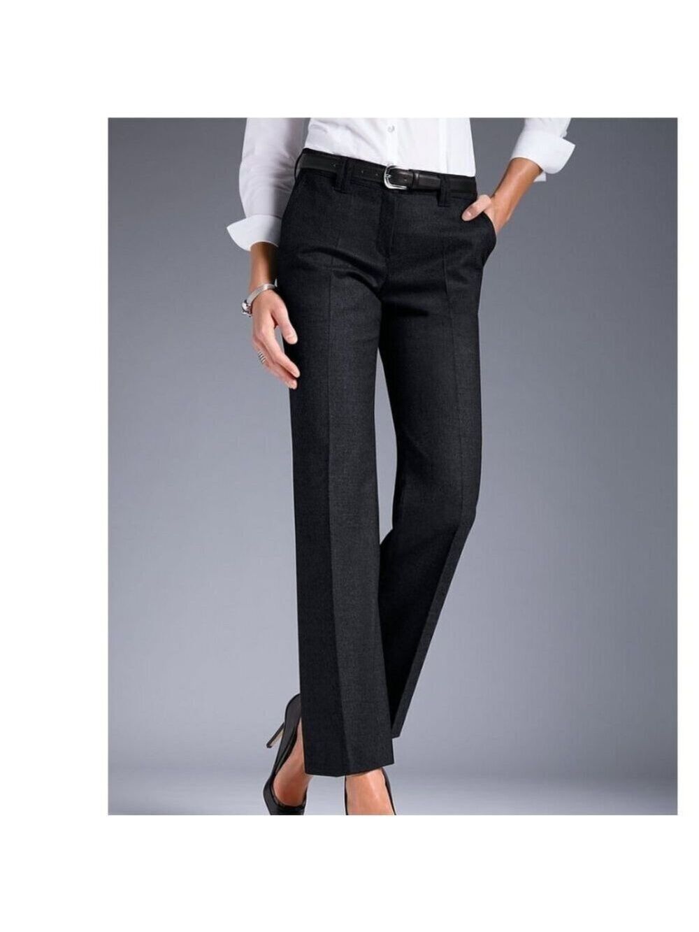 Brax Feel Good Black Straight Leg Trousers Size 6